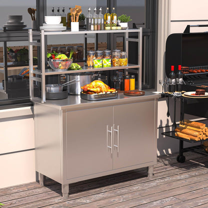 YODOLLA 40"x20" Stainless Steel Table with Cabinet