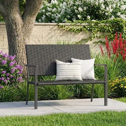 YODOLLA Outdoor Garden Bench,  Patio Loveseat with Backrest Armrests