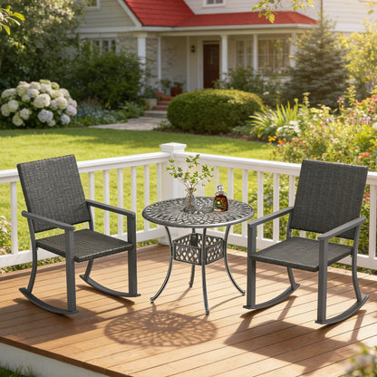 YODOLLA Outdoor Rattan Patio Chairs with Armrests and Metal Frame (2pcs)